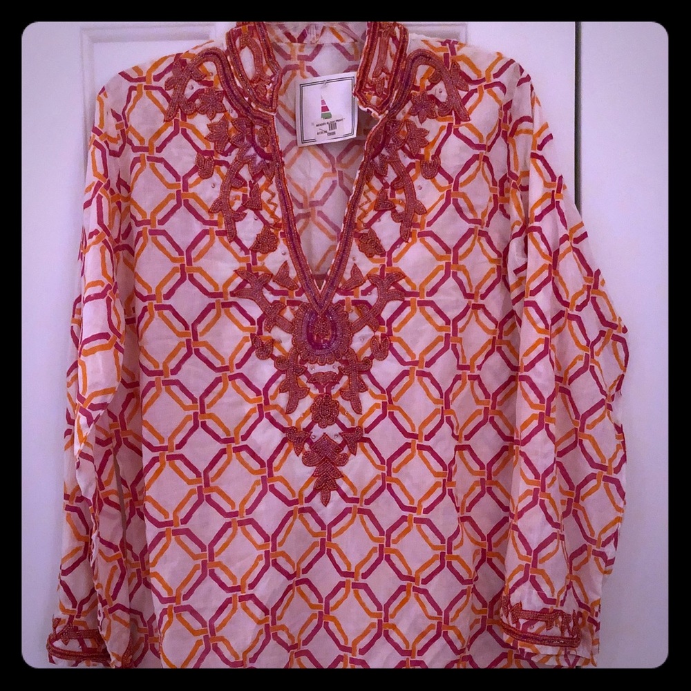 Barbara Gerwit beaded tunic/cover-up, Size: XL NWT